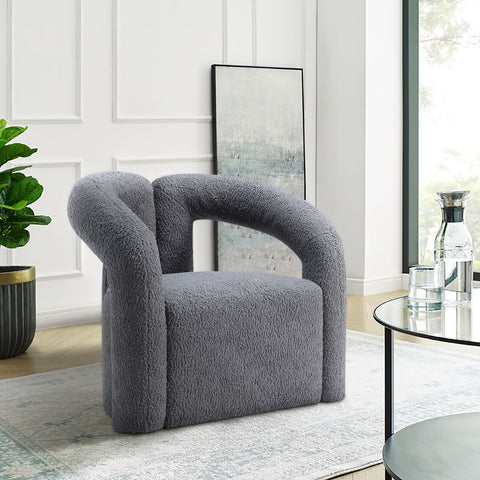 Manhattan Comfort Darian Modern Boucle Lounge Chair in Gray