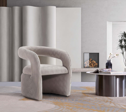 Manhattan Comfort Corvette Mid-Century Modern Velvet Lounge Chair in Dove