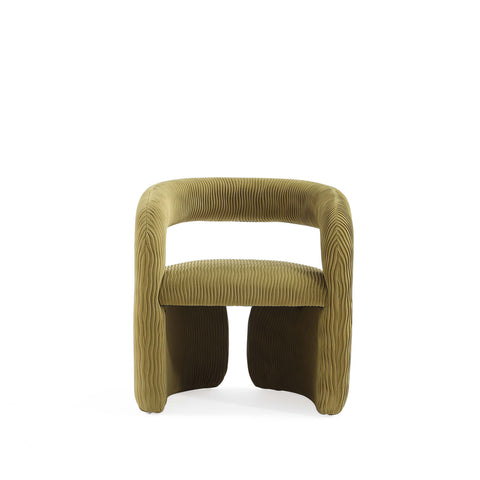 Manhattan Comfort Corvette Mid-Century Modern Velvet Lounge Chair in Olive Green