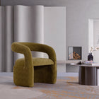Manhattan Comfort Corvette Mid-Century Modern Velvet Lounge Chair in Olive Green