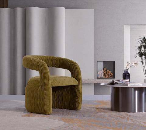 Manhattan Comfort Corvette Mid-Century Modern Velvet Lounge Chair in Olive Green