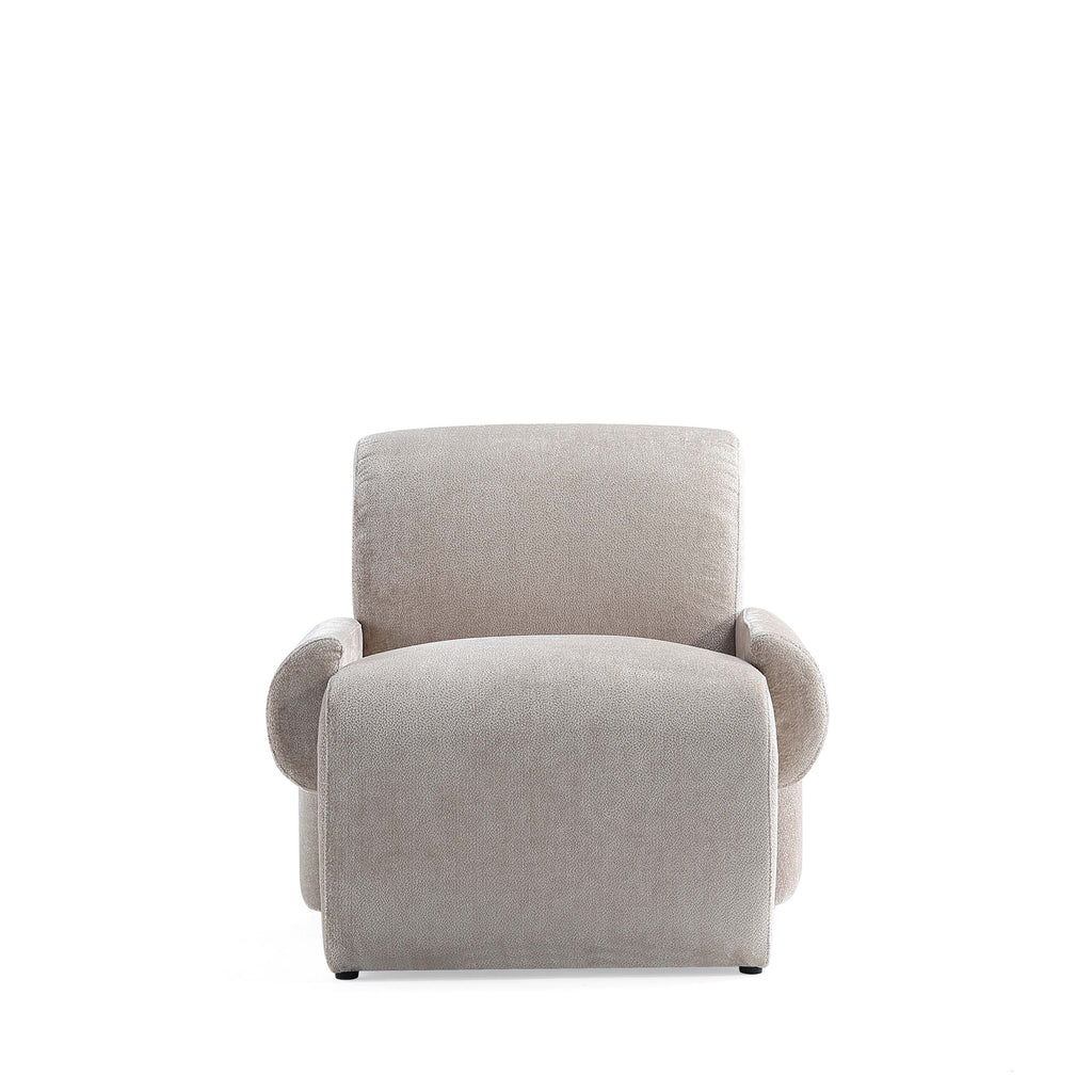 Manhattan Comfort Verandah Mid-Century Modern Chenille Lounge Chair in Beige