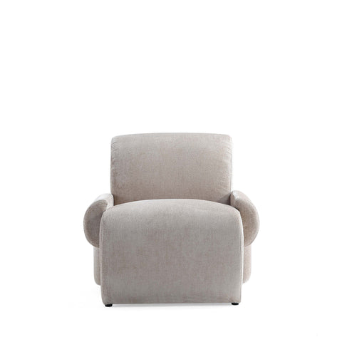 Manhattan Comfort Verandah Mid-Century Modern Chenille Lounge Chair in Beige