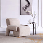 Manhattan Comfort Verandah Mid-Century Modern Chenille Lounge Chair in Beige