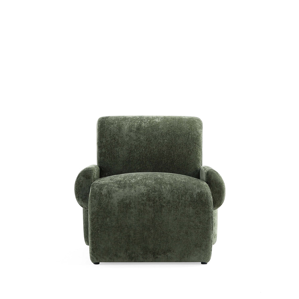 Manhattan Comfort Verandah Mid-Century Modern Chenille Lounge Chair in Olive Green