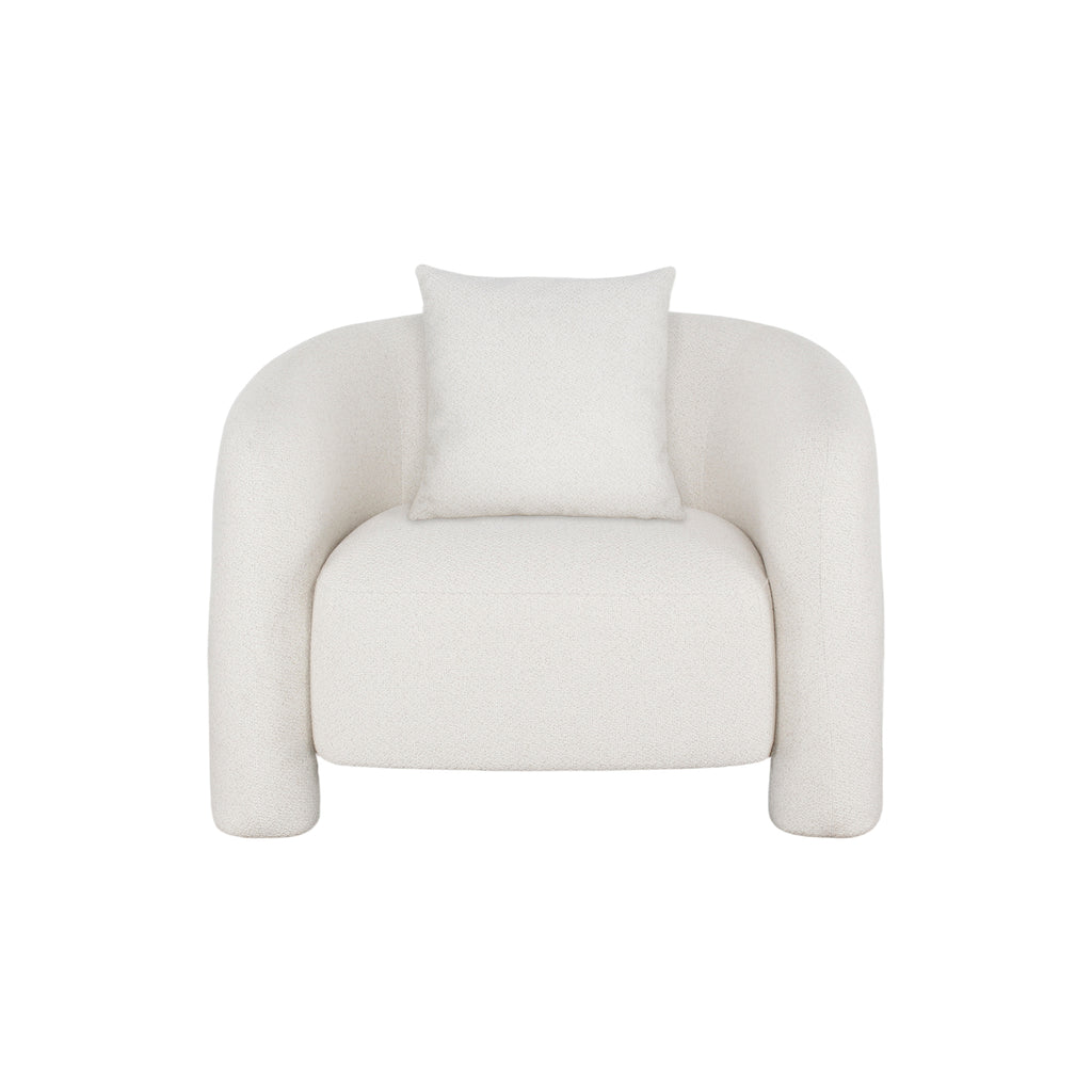 Manhattan Comfort Sylvia Modern Glam Tweed Lounge Chair in Ivory