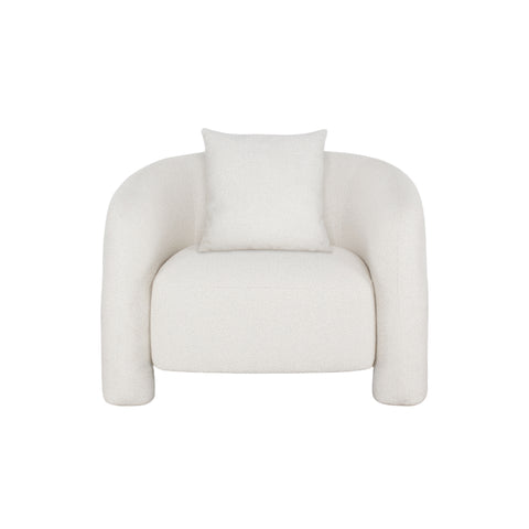 Manhattan Comfort Sylvia Modern Glam Tweed Lounge Chair in Ivory