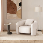 Manhattan Comfort Sylvia Modern Glam Tweed Lounge Chair in Ivory