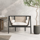 Manhattan Comfort Versailles Industry Chic Cane Wood Accent Armchair in Cream