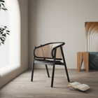 Manhattan Comfort Versailles Industry Chic Wood Accent Armchair in Black and Natural