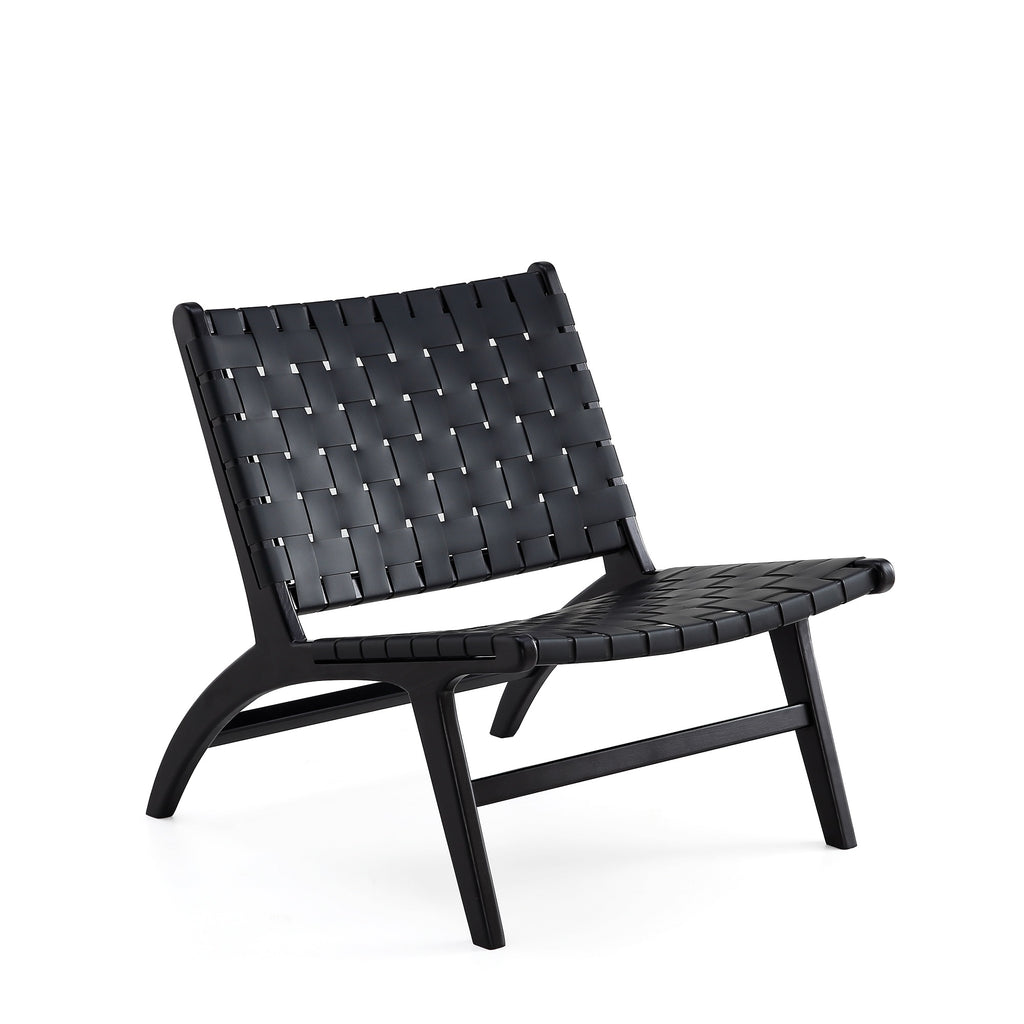 Manhattan Comfort Maintenon Industry Chic Vegan Leather Wood Accent Chair in Black