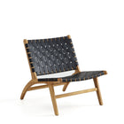 Manhattan Comfort Maintenon Industry Chic Vegan Leather Wood Accent Chair in Black and Natural