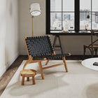 Manhattan Comfort Maintenon Industry Chic Vegan Leather Wood Accent Chair in Black and Natural
