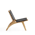 Manhattan Comfort Maintenon Industry Chic Vegan Leather Wood Accent Chair in Black and Natural