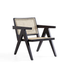 Manhattan Comfort Hamlet Industry Chic Cane Back Wood Accent Armchair in Black and Natural