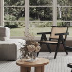 Manhattan Comfort Hamlet Industry Chic Cane Back Wood Accent Armchair in Black and Natural