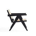 Manhattan Comfort Hamlet Industry Chic Cane Back Wood Accent Armchair in Black and Natural