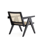 Manhattan Comfort Hamlet Industry Chic Cane Back Wood Accent Armchair in Black and Natural
