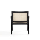 Manhattan Comfort Hamlet Industry Chic Cane Back Wood Accent Armchair in Black and Natural