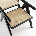 Manhattan Comfort Hamlet Industry Chic Cane Back Wood Accent Armchair in Black and Natural