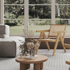 Manhattan Comfort Hamlet Industry Chic Cane Back Wood Accent Armchair in Natural