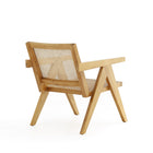 Manhattan Comfort Hamlet Industry Chic Cane Back Wood Accent Armchair in Natural