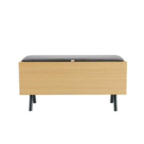Manhattan Comfort Paloma Modern Accent Storage Bench in Light Oak