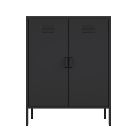 Manhattan Comfort Naomi Modern 32" Metal Accent Cabinet in Black