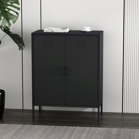 Manhattan Comfort Naomi Modern 32" Metal Accent Cabinet in Black