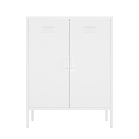 Manhattan Comfort Naomi Modern 32" Metal Accent Cabinet in White
