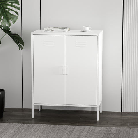 Manhattan Comfort Naomi Modern 32" Metal Accent Cabinet in White