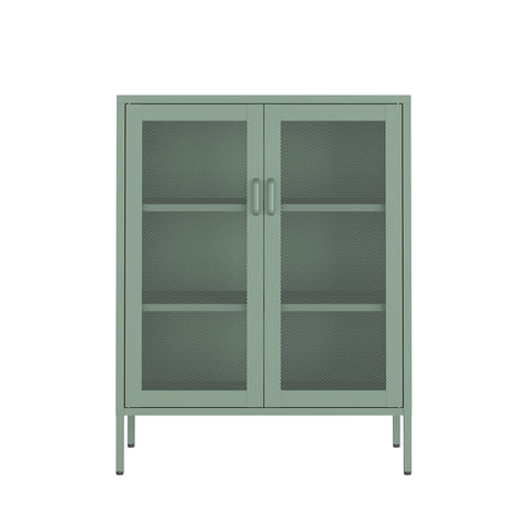 Manhattan Comfort Amelia Modern 32" Metal Accent Cabinet in Sage Green