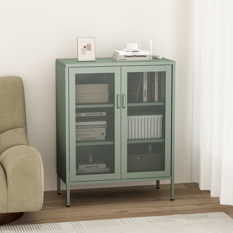 Manhattan Comfort Amelia Modern 32" Metal Accent Cabinet in Sage Green