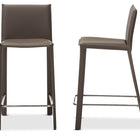 Baxton Studio Crawford Modern and Contemporary Taupe Leather Upholstered Counter Height Stool (Set of 2)
