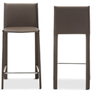 Baxton Studio Crawford Modern and Contemporary Taupe Leather Upholstered Counter Height Stool (Set of 2)