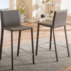 Baxton Studio Crawford Modern and Contemporary Taupe Leather Upholstered Counter Height Stool (Set of 2)
