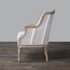 Baxton Studio Charlemagne Traditional French Accent Chair-Oak (Brown Stripe)