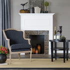 Baxton Studio Charlemagne Traditional French Black and Grey Striped Accent Chair