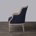 Baxton Studio Charlemagne Traditional French Black and Grey Striped Accent Chair