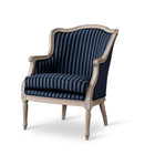Baxton Studio Charlemagne Traditional French Black and Grey Striped Accent Chair