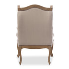 Baxton Studio Oreille French Provincial Style White Wash Distressed Two-tone Beige Upholstered Armchair