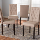 Baxton Studio Gardner Modern and Contemporary Dark Brown Finished Beige Fabric Upholstered Dining Chair - Set of 4