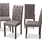 Baxton Studio Gardner Modern and Contemporary Dark Brown Finished Grey Fabric Upholstered Dining Chair - Set of 4