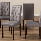 Baxton Studio Gardner Modern and Contemporary Dark Brown Finished Grey Fabric Upholstered Dining Chair - Set of 4