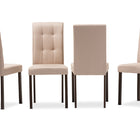 Baxton Studio Andrew Modern and Contemporary Beige Fabric Upholstered Grid-tufting Dining Chair (Set of 4)