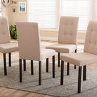 Baxton Studio Andrew Modern and Contemporary Beige Fabric Upholstered Grid-tufting Dining Chair (Set of 4)