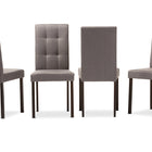 Baxton Studio Andrew Modern and Contemporary Grey Fabric Upholstered Grid-tufting Dining Chair (Set of 4)