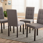 Baxton Studio Andrew Modern and Contemporary Grey Fabric Upholstered Grid-tufting Dining Chair (Set of 4)