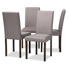 Baxton Studio Andrew Contemporary Espresso Wood Grey Fabric Dining Chair - Set of 4