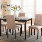 Baxton Studio Andrew Modern and Contemporary 5-Piece Beige Fabric Upholstered Grid-tufting Dining Set